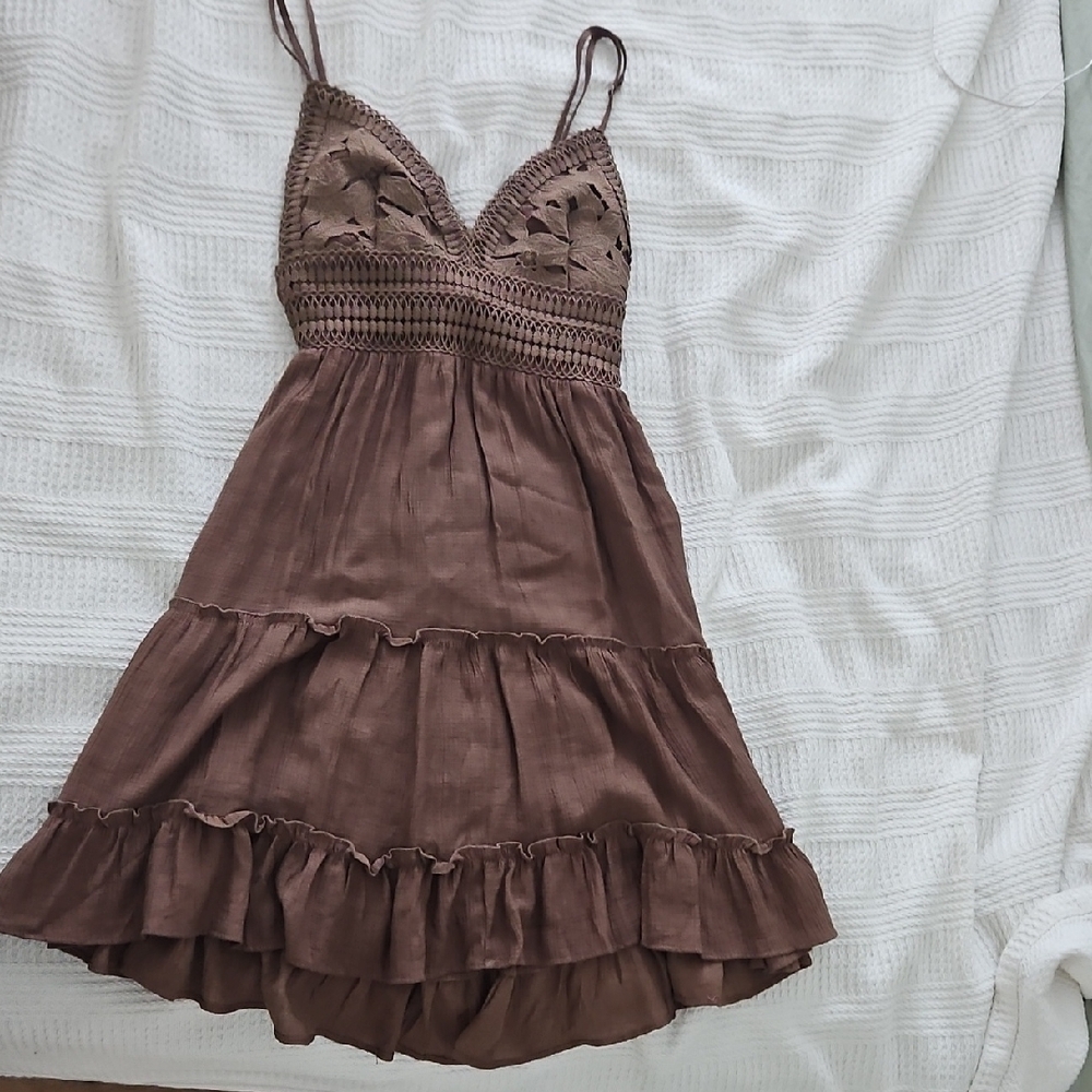Elegant Brown Sleeveless Dress